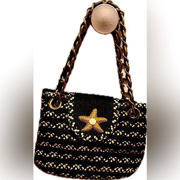 Beautiful Eric Javits Black/Tan Squishy-signature Starfish & chain/leather strap - Picture 1 of 11